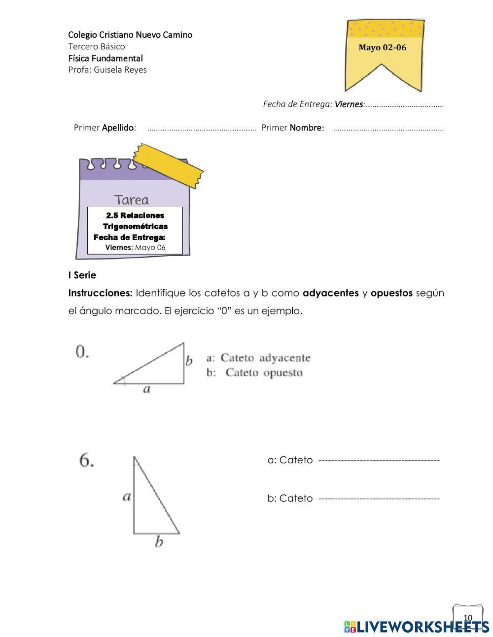 2.5 Relaciones Trigonométricas - Tarea