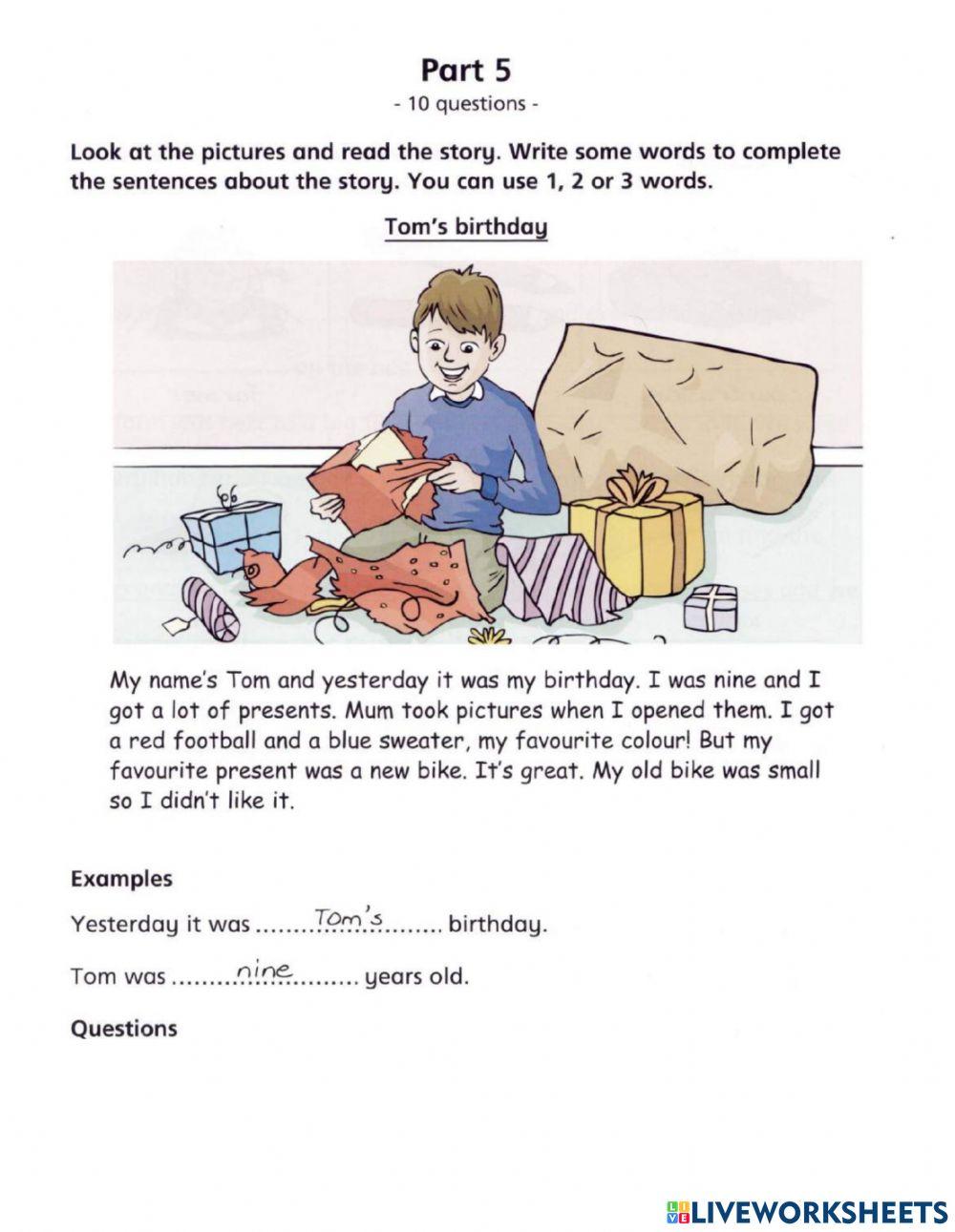 Final reading test movers 1