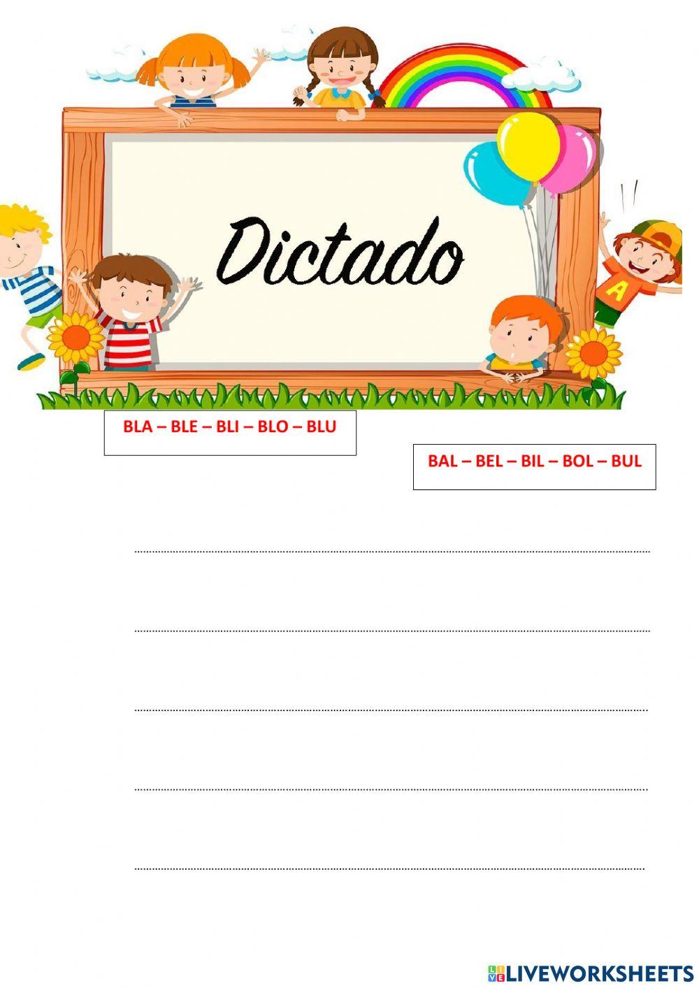 Dictado silabas trabadas