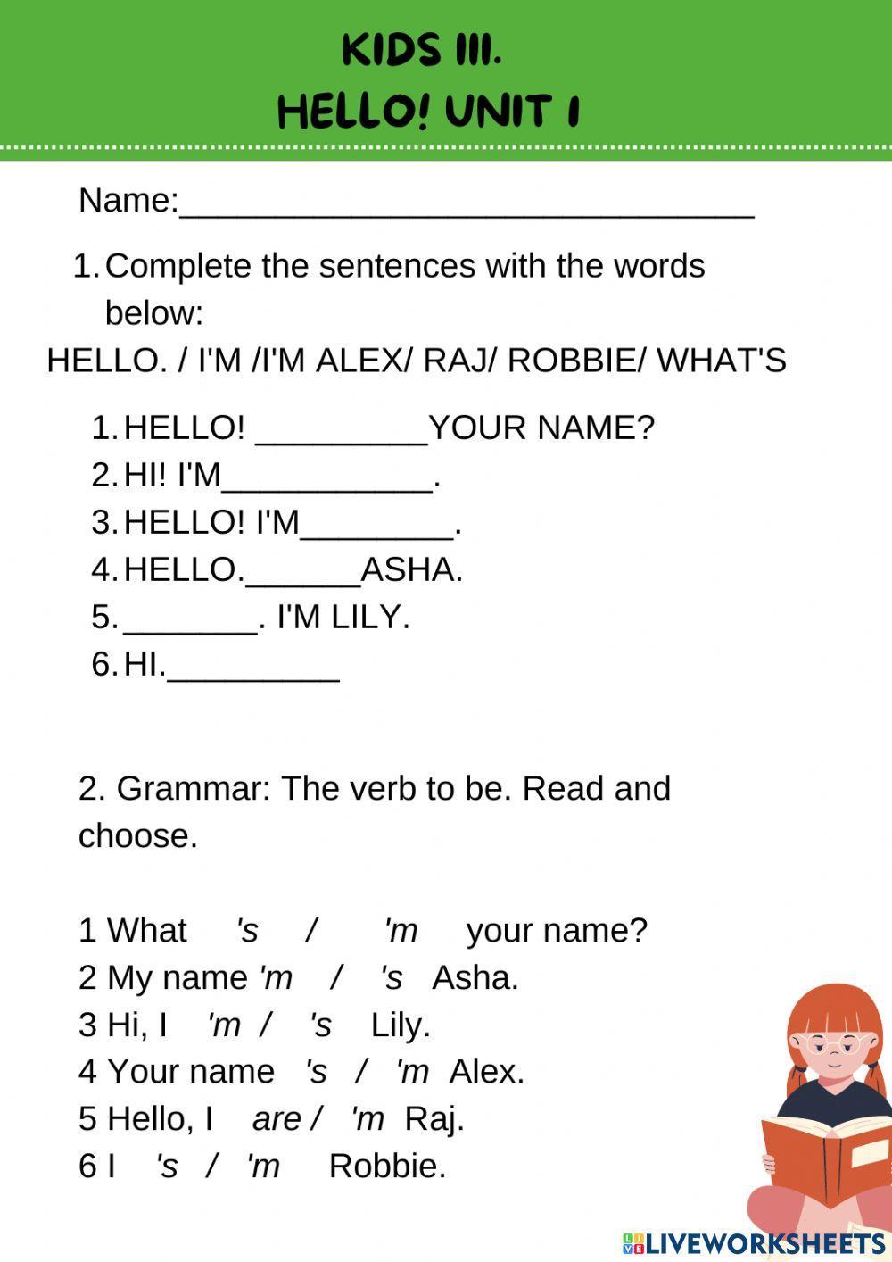 Kids 3. actividades de repaso.