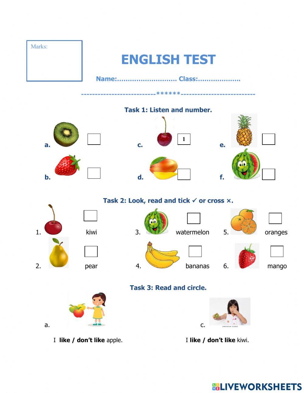 Fruits - I like - I don't like