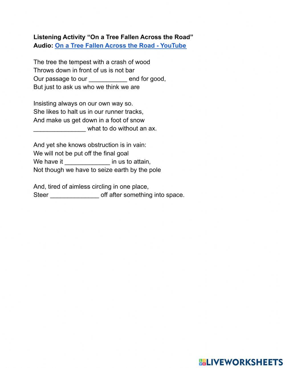 -On a Tree Fallen- Listening Activity