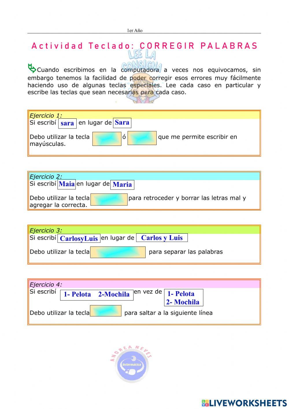 Poner la tecla que corresponda según el caso