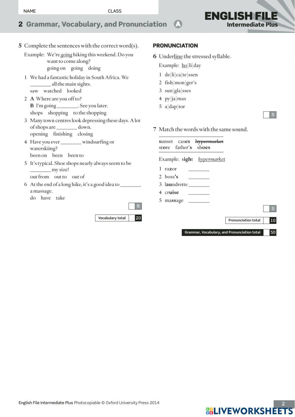 Intermediate Plus Unit 2 Test