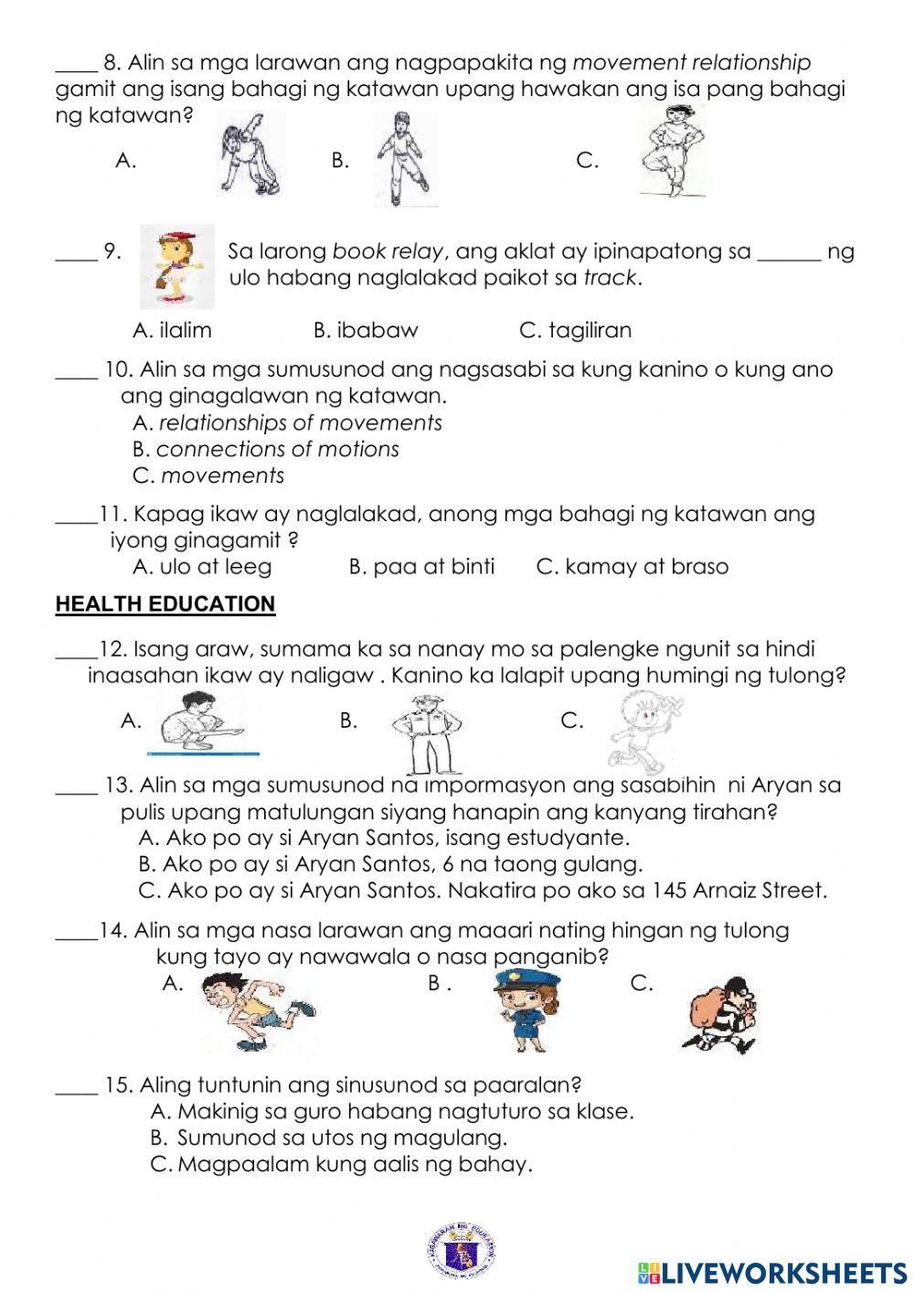 Q42nd and 3rd test in mapeh