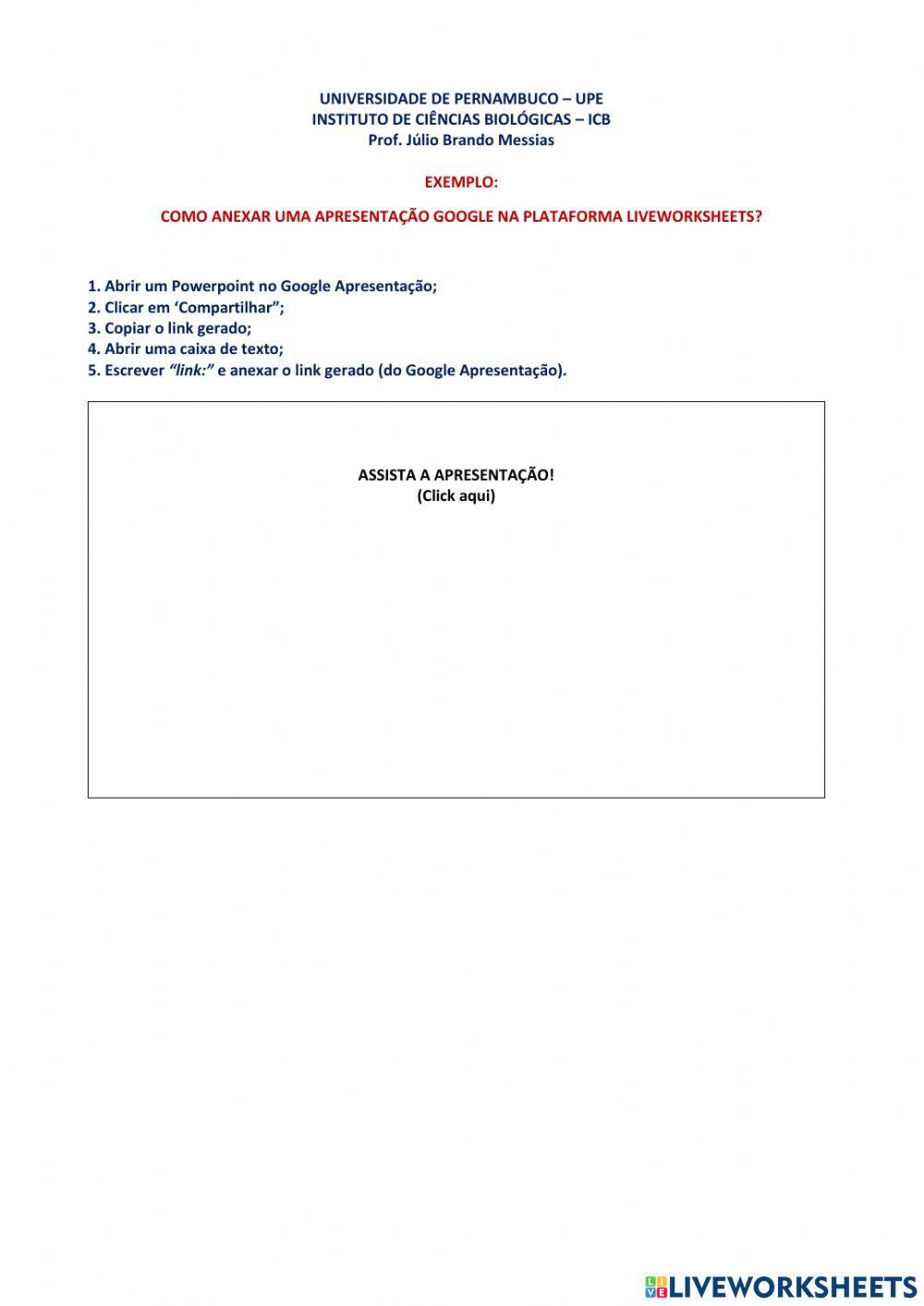 Como anexar - Apresentação Google