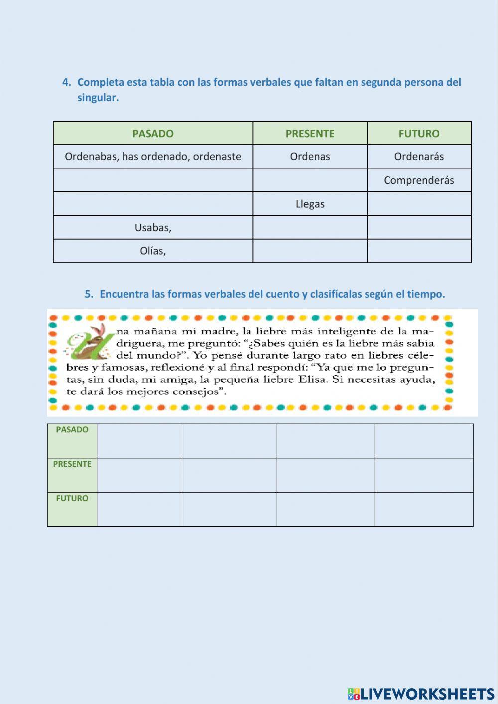 El verbo   ejercicios de repaso