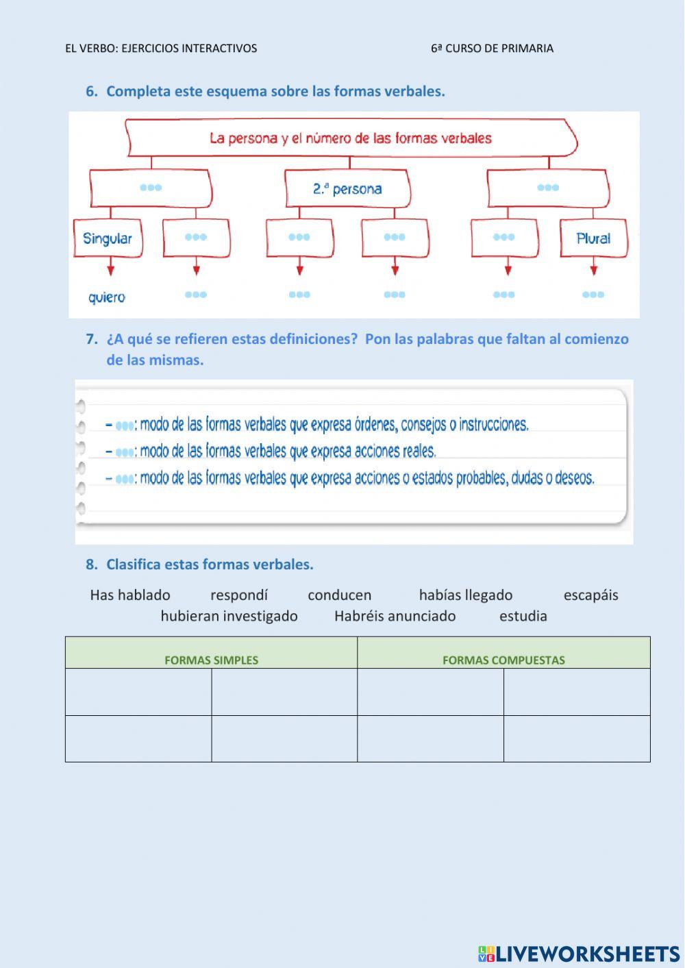 El verbo   ejercicios de repaso