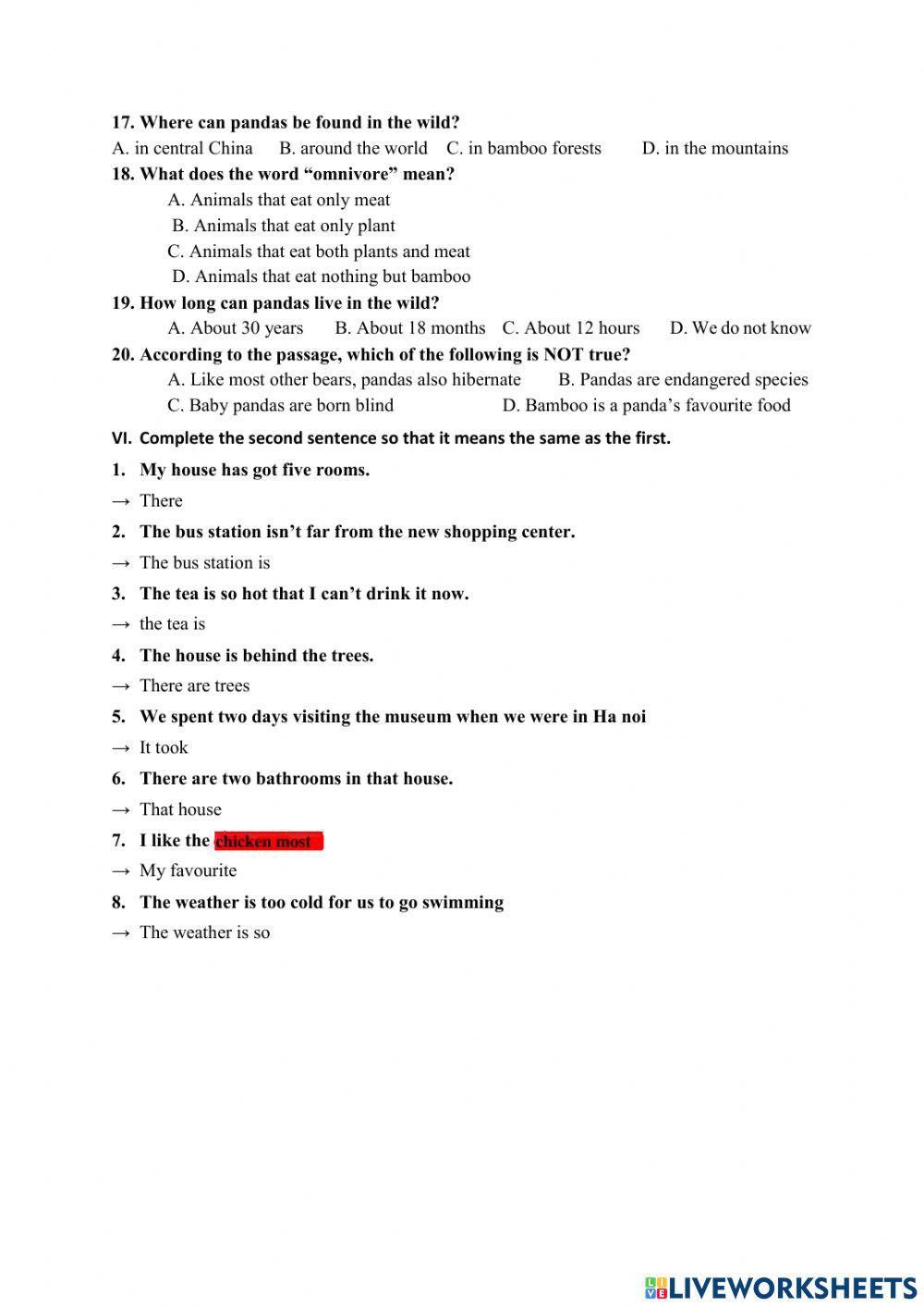 Luyện vào 6 -Test 8