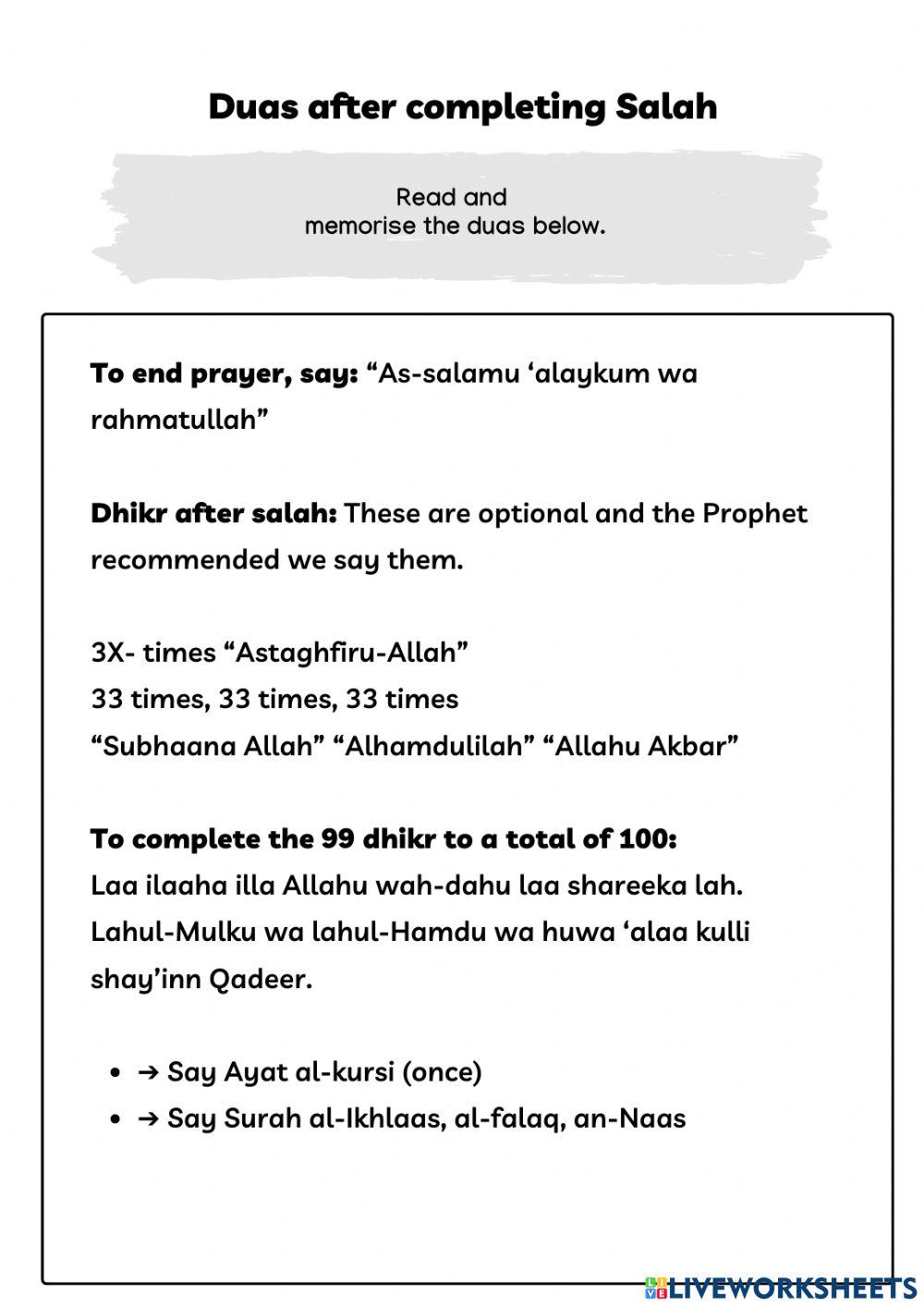 Essential duas for salah