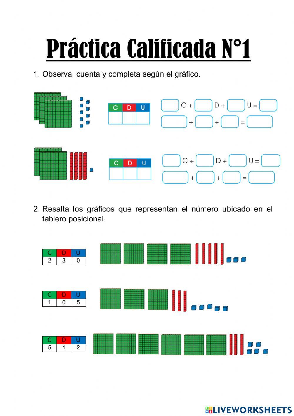 Práctica Calificada sobre centenas