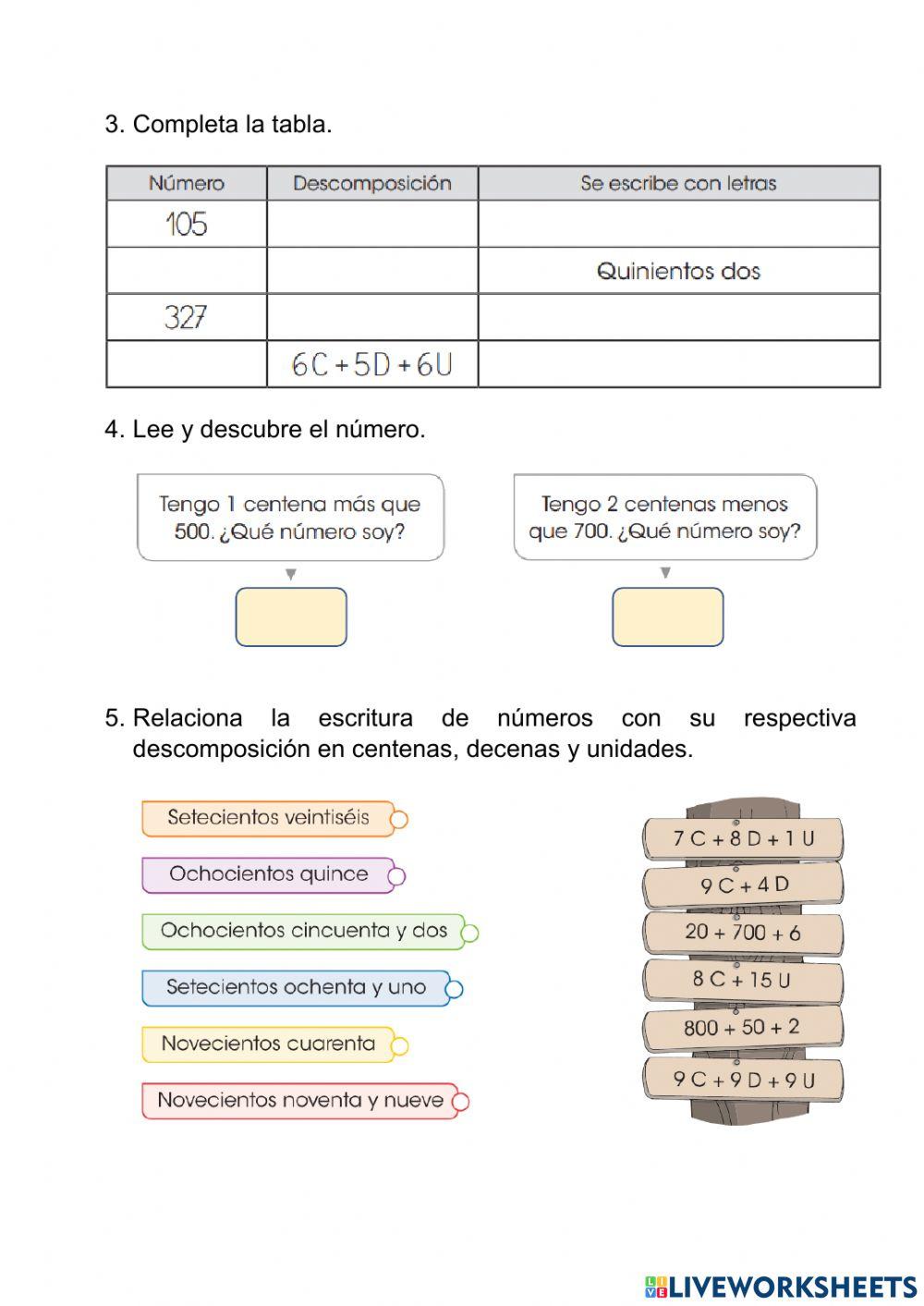 Práctica Calificada sobre centenas