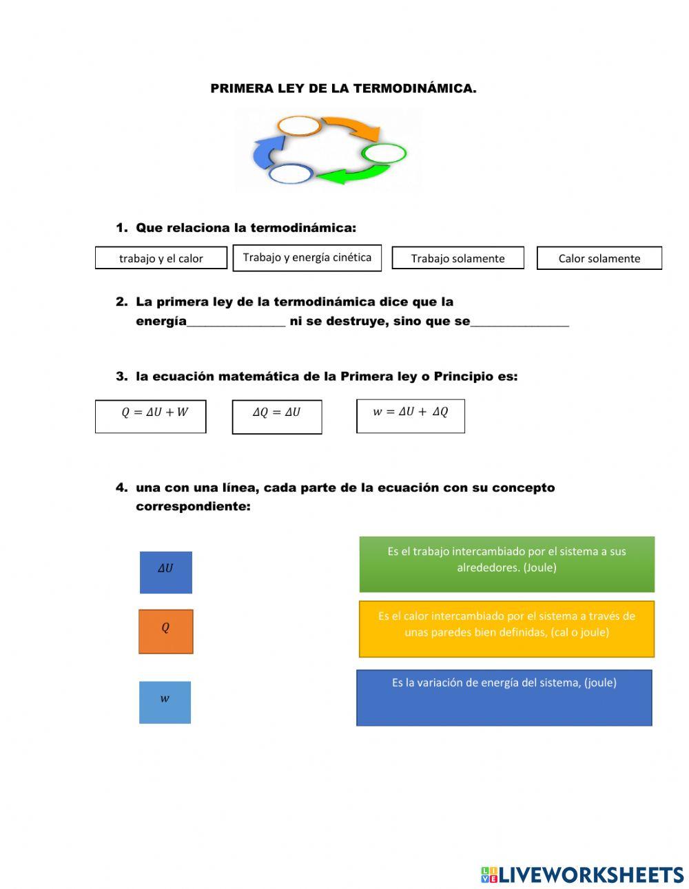 La primera ley de la termodinámica