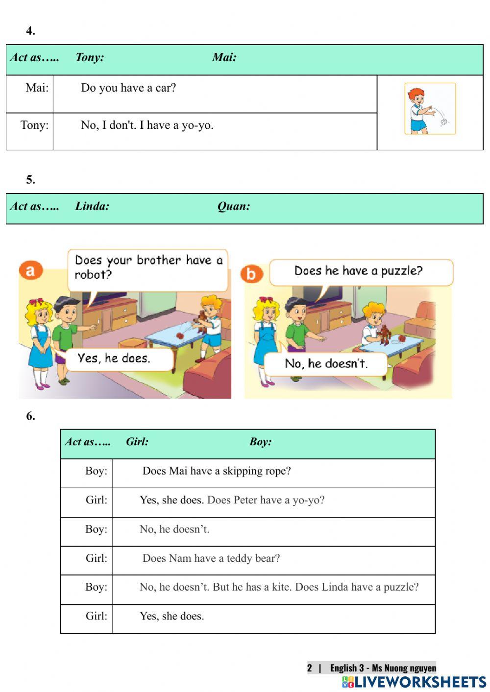 E3U15 (speaking) Do you have any toys?