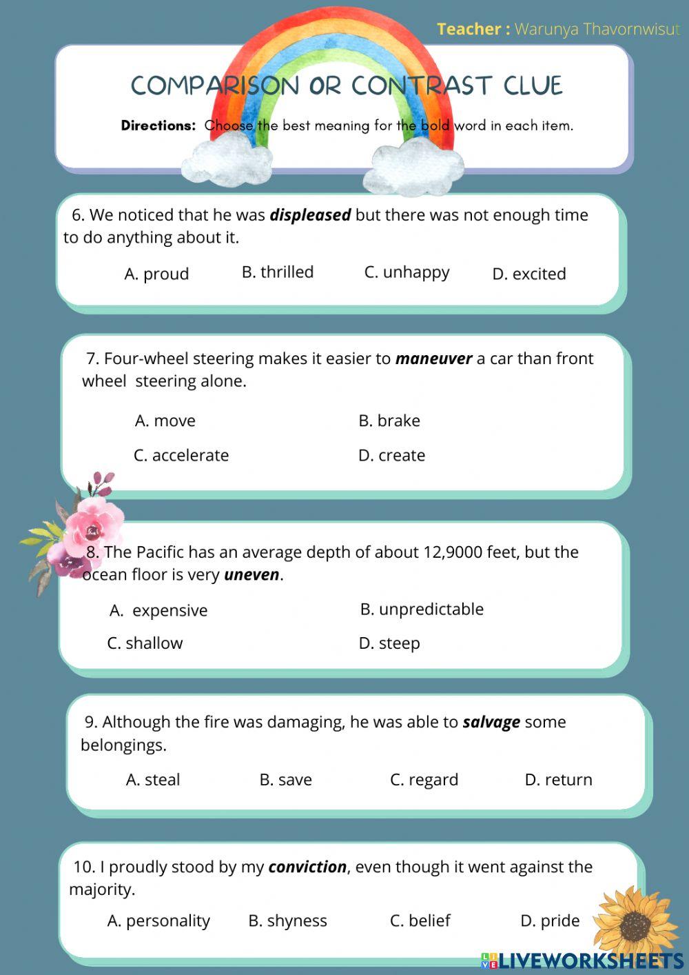 Compare & contrast clue