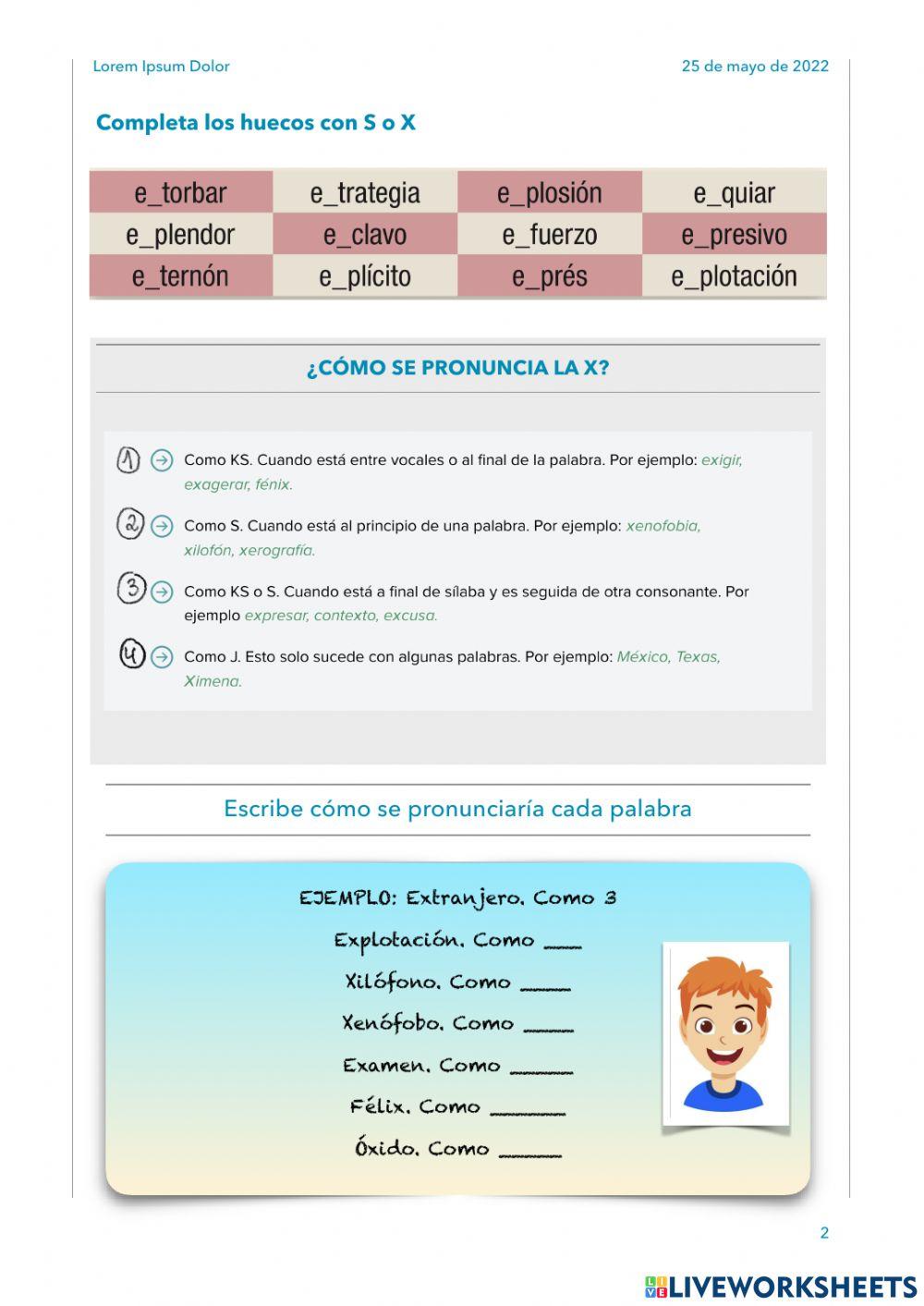 Ortografía de la x Ortografía de la x