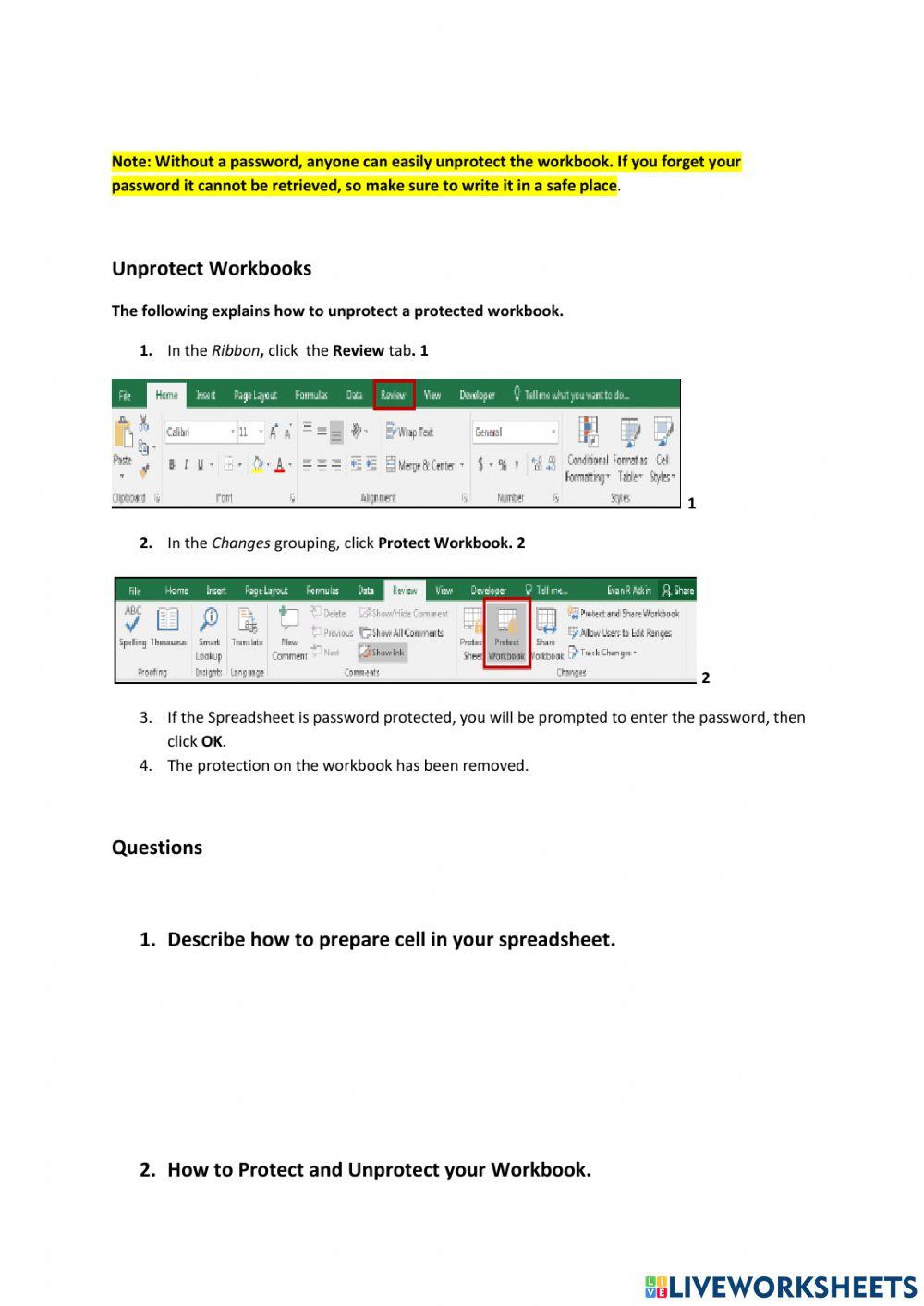 Lesson 4 Cells Locking and Unlocking Workbooks