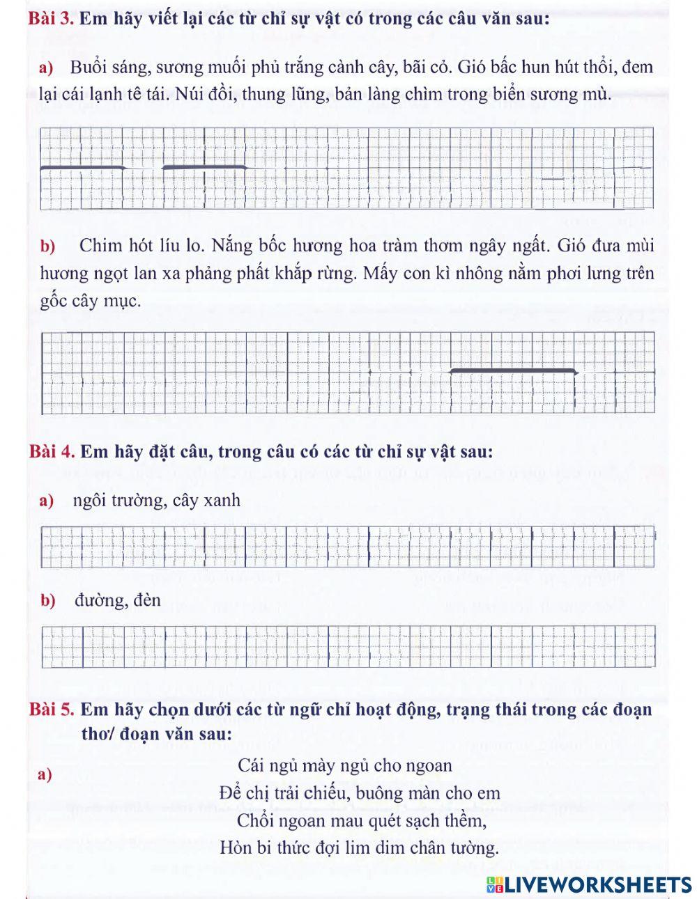 Tiếng Việt 3 lên 4 - Dạng 2: Từ loại