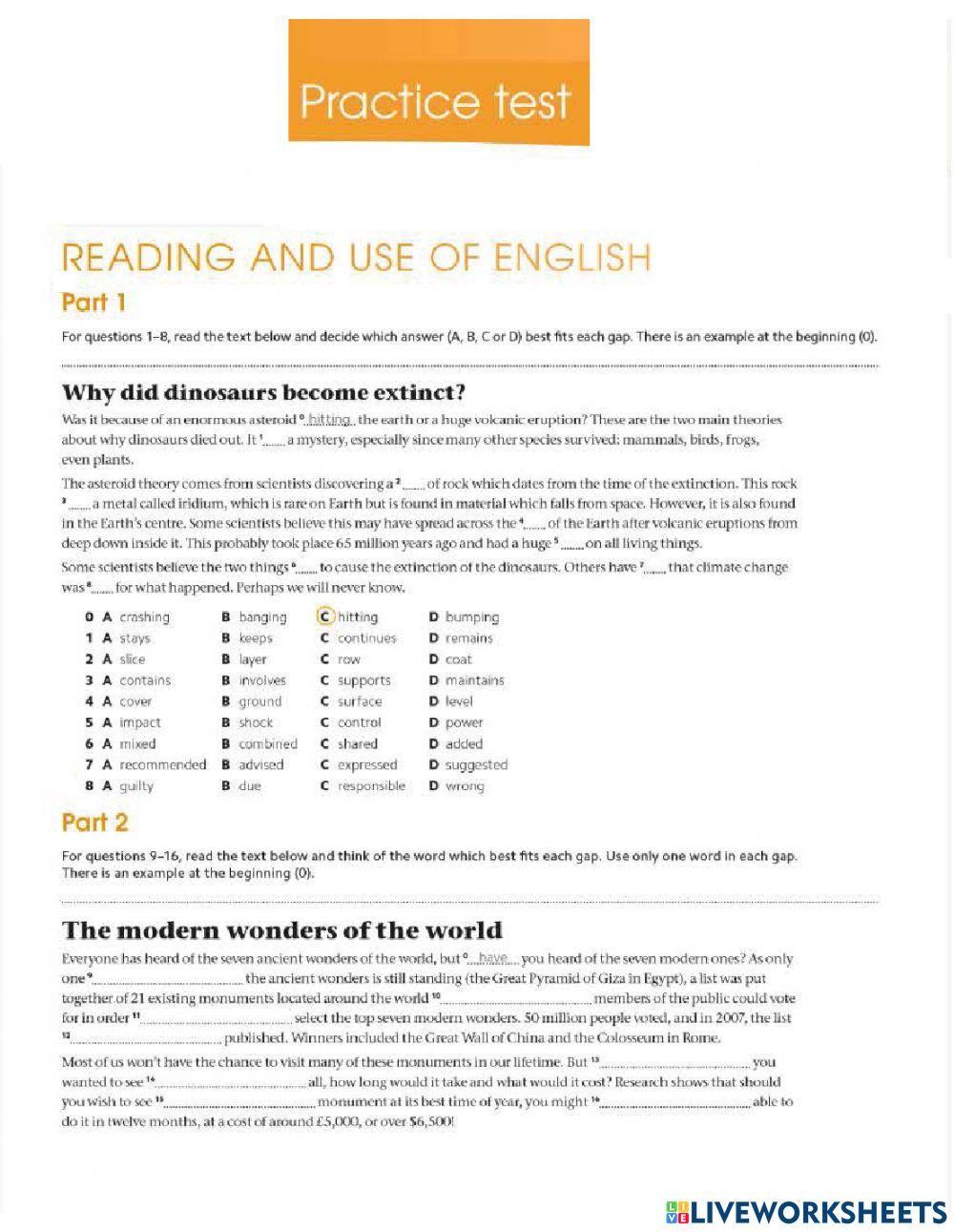 B1+ FINAL EXAM  Use of English