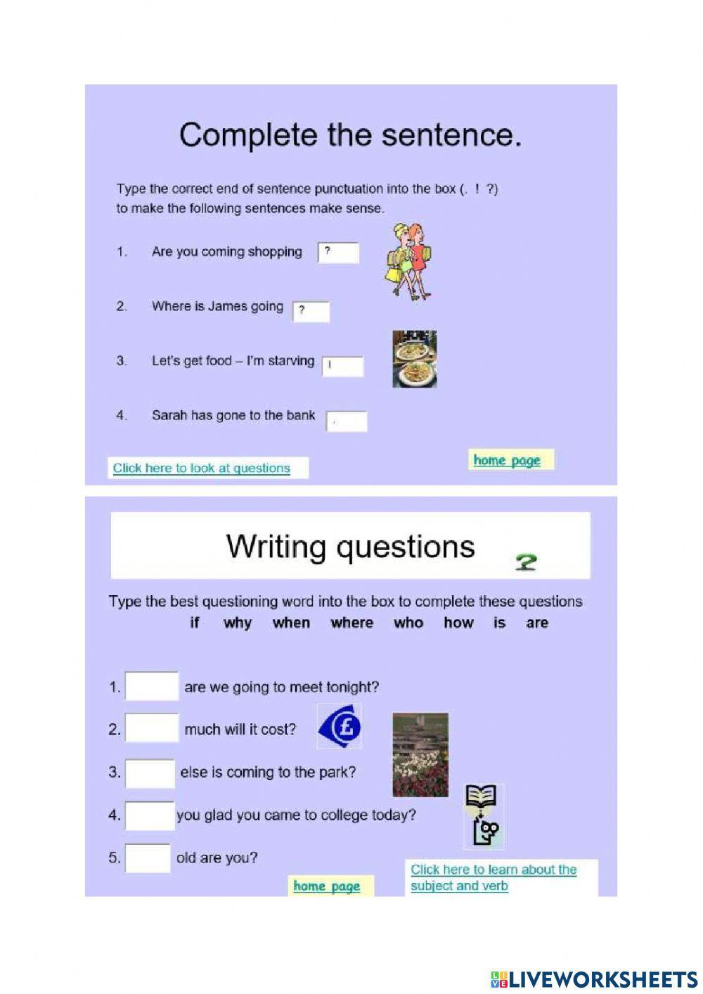 Sentences and questions 