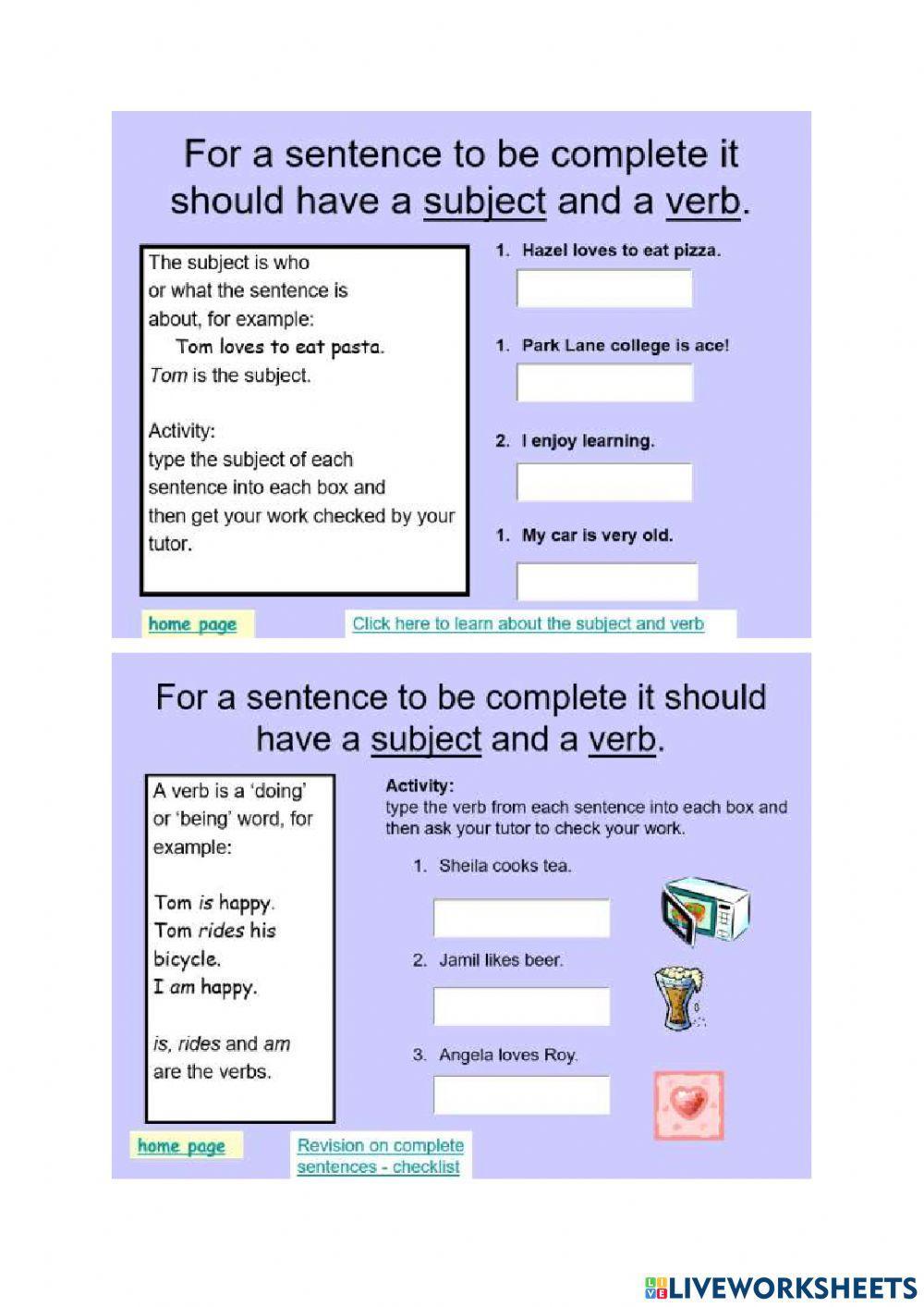 Sentences and questions 