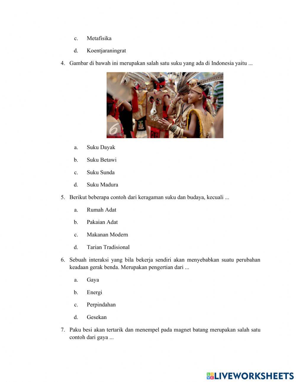 Assesment Tema 7 Subtema 2 Pembelajaran 2 Kelas IV