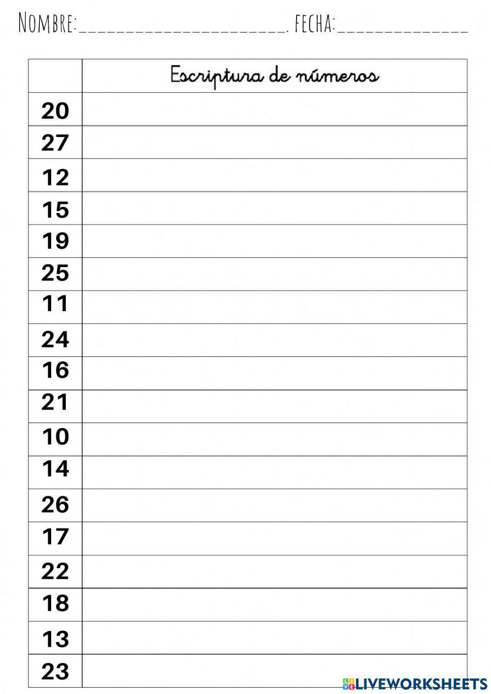 Nombre dels números i mesos de l'any