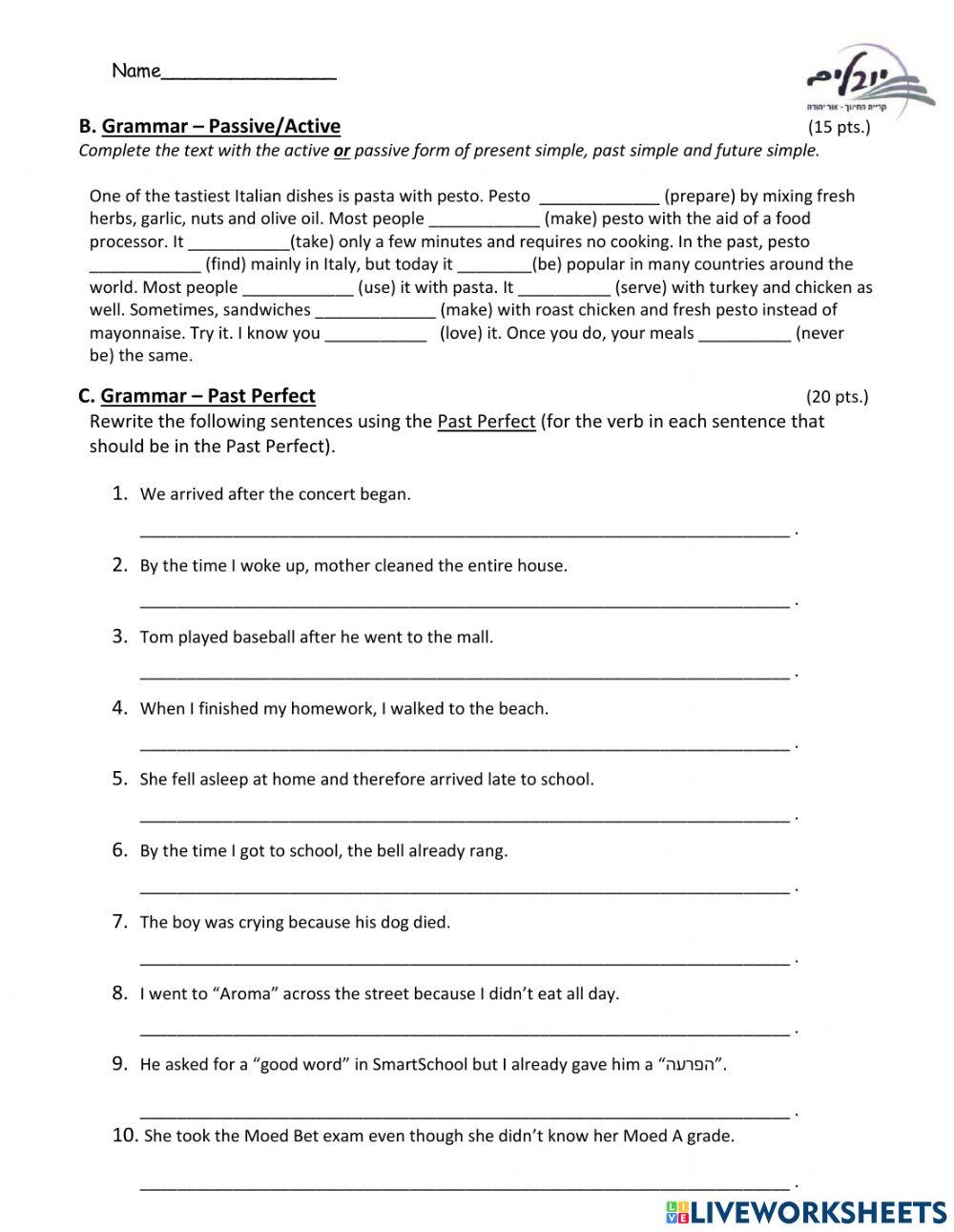 Exam - Imagine Units 3 & 4