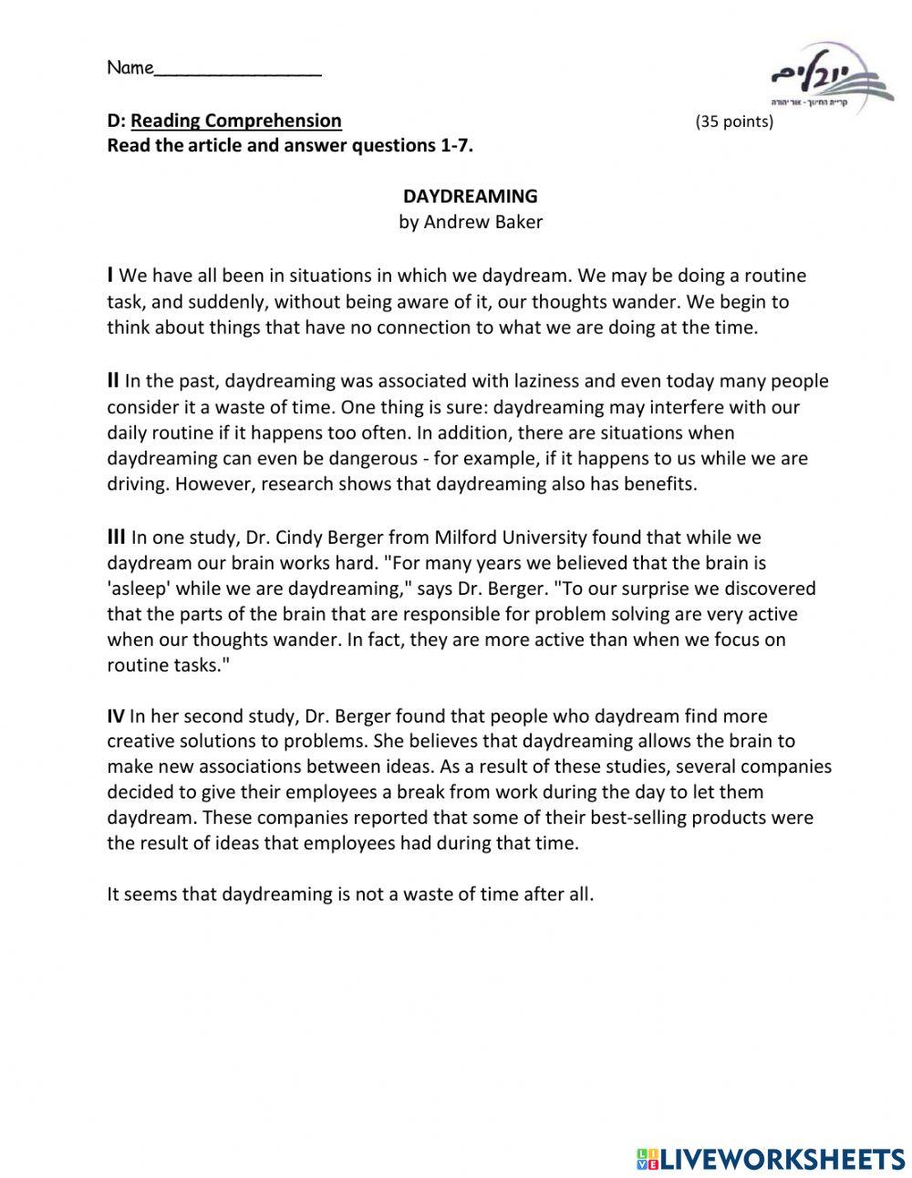 Exam - Imagine Units 3 & 4