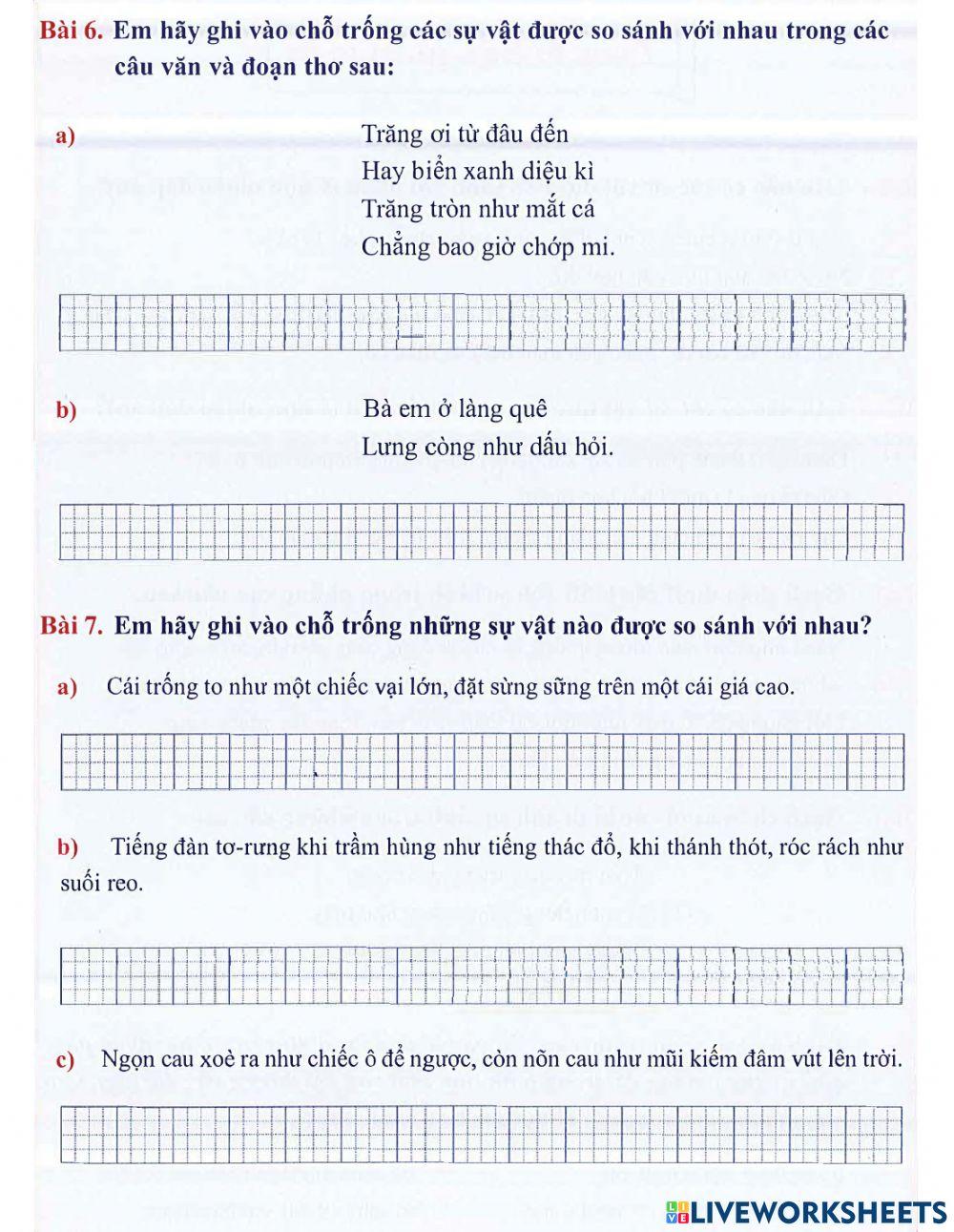 Tiếng Việt 3 lên 4 - Dạng 5: Biện pháp tư từ