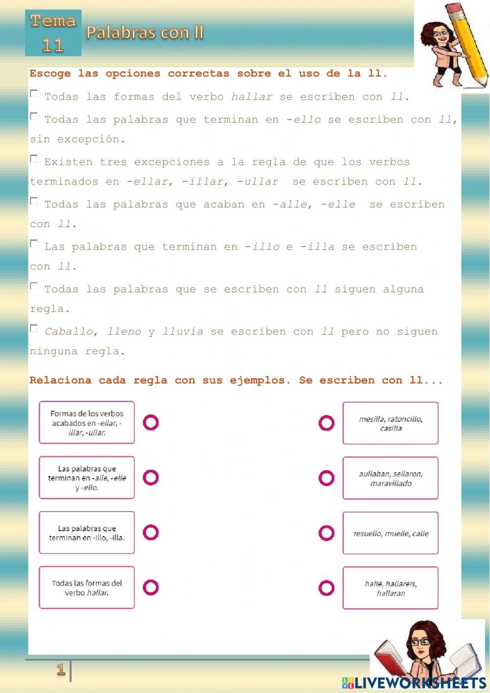 Palabras con ll Palabras con ll