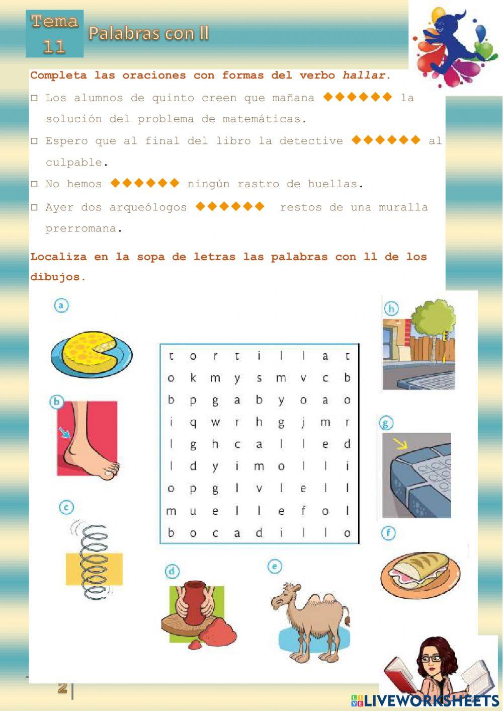 Palabras con ll Palabras con ll