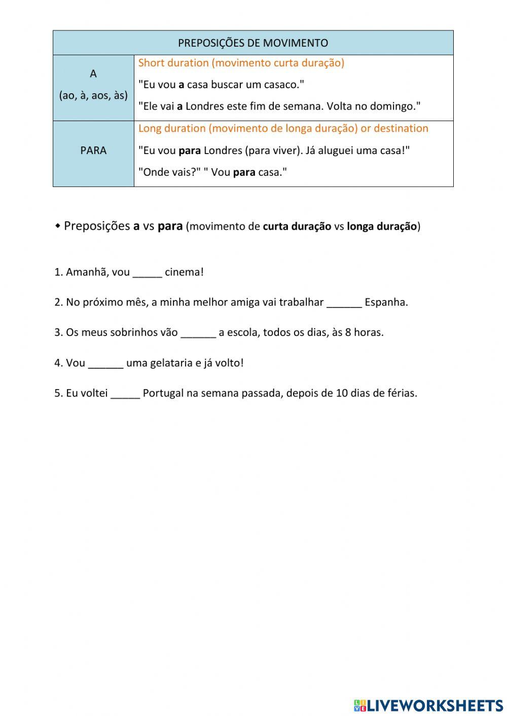 Preposições de Movimento