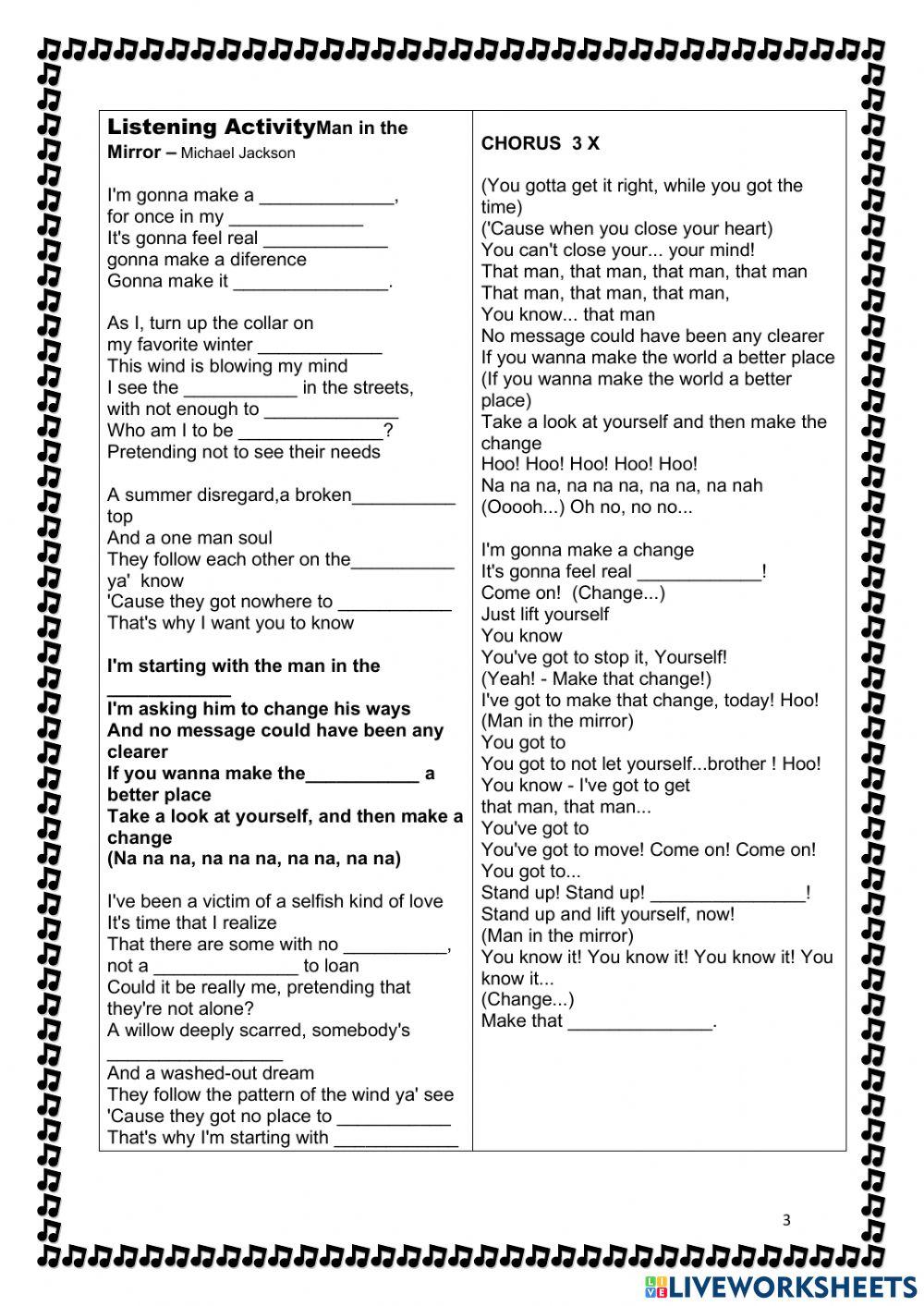 Song: Man in the mirror