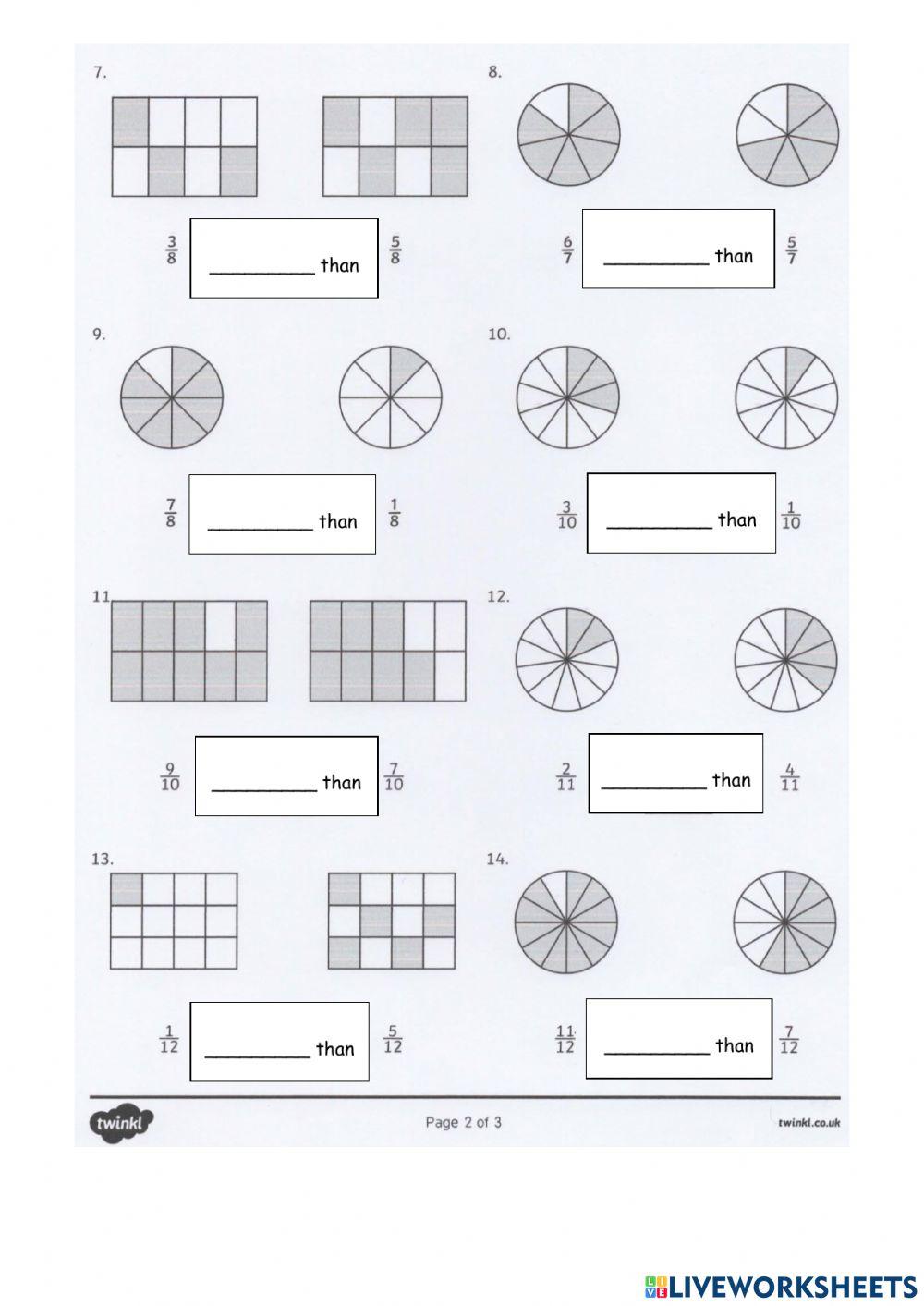 Comparing Fractions 2