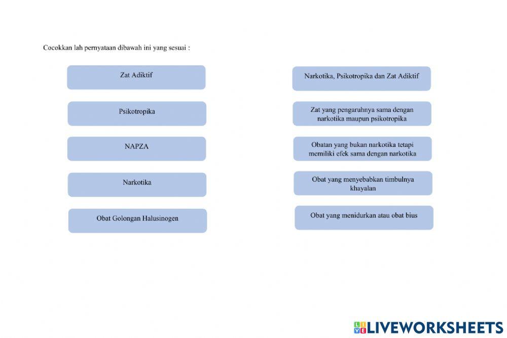 Soal Mencocokkan Psikotropika