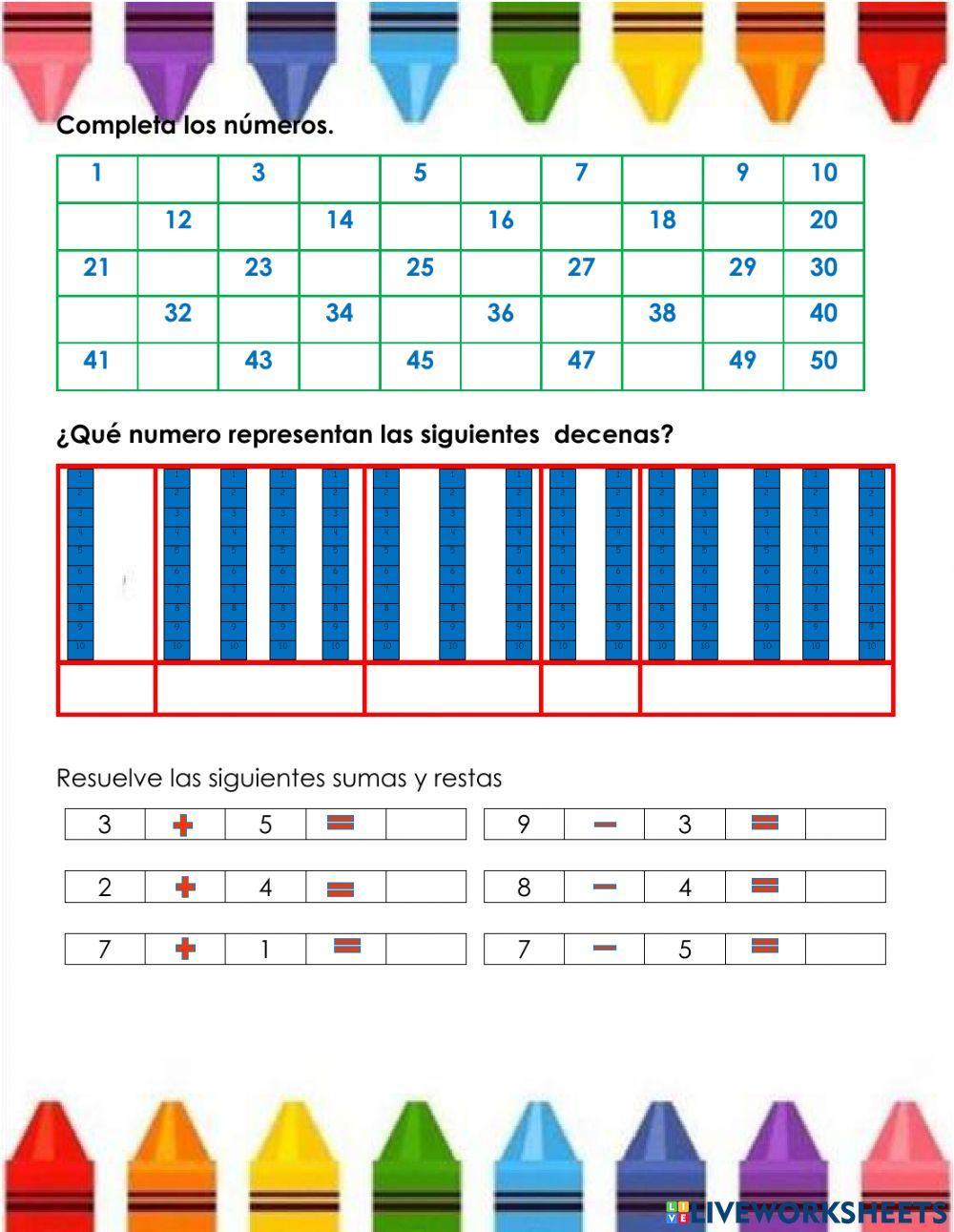 Números del 1 al 50