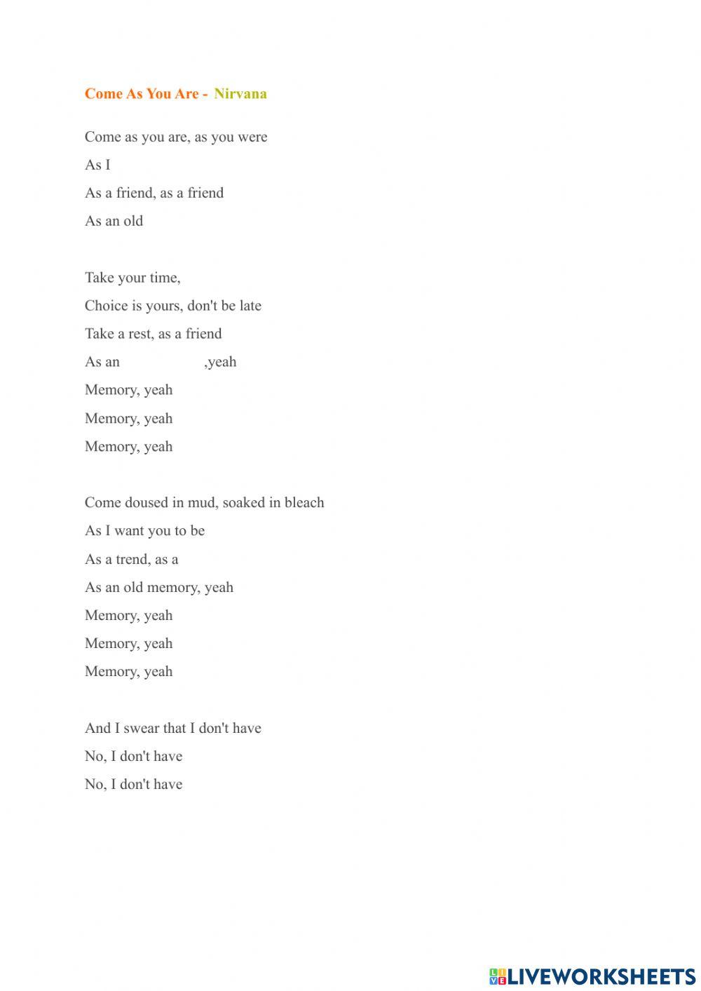 Come as you are - Nirvana