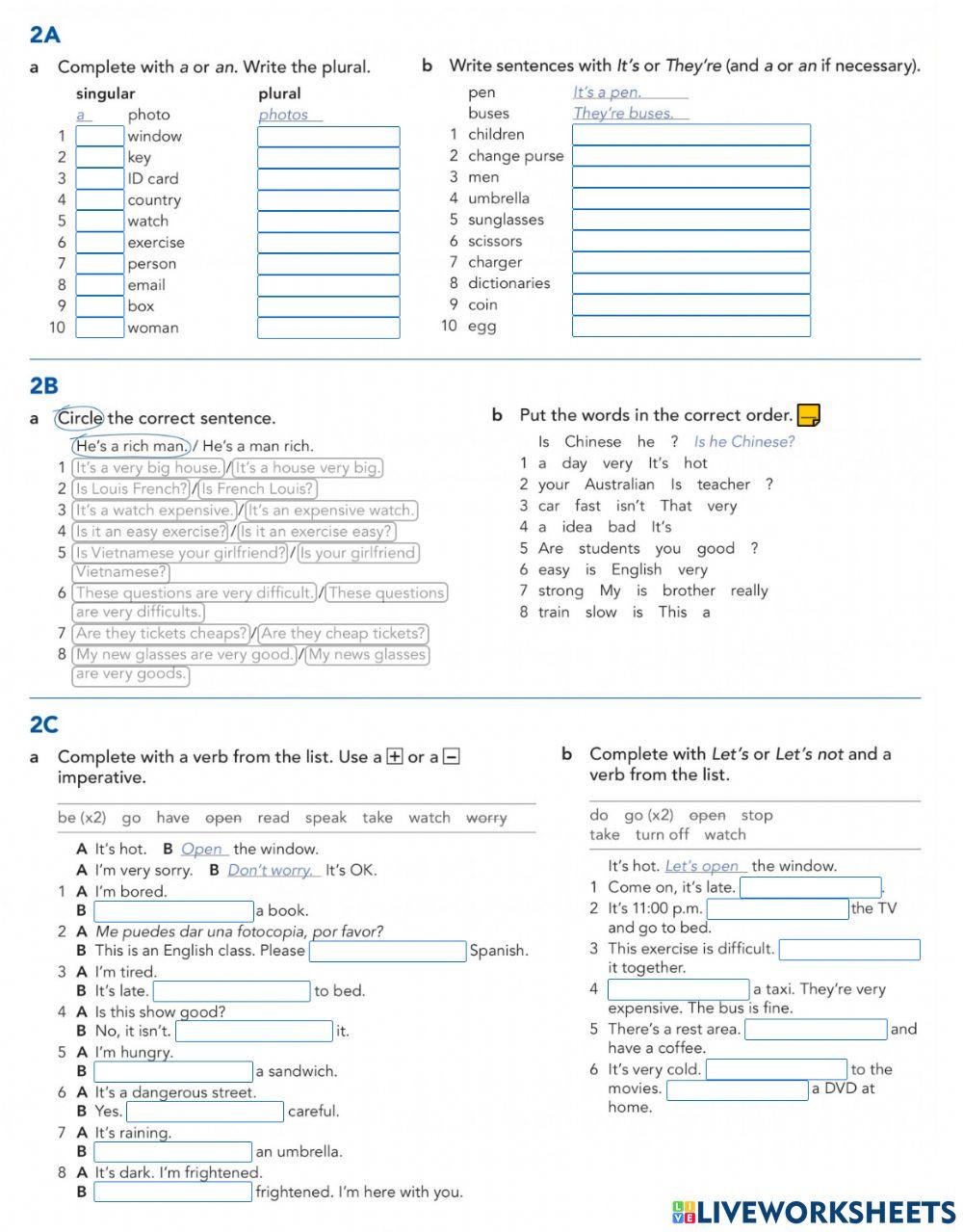 -Singular & Plural Nouns-, -Imperatives-