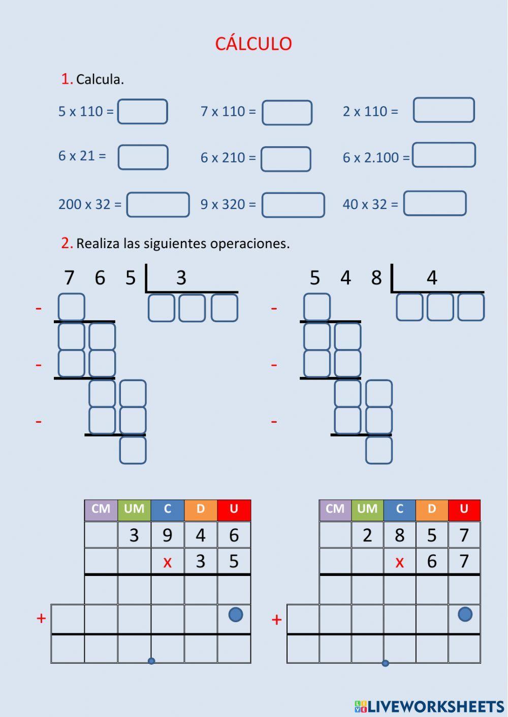 Cálculo y operaciones