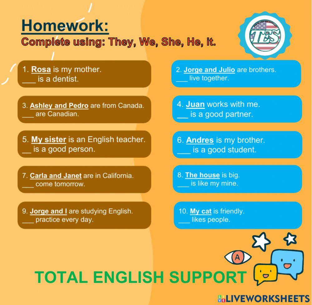 Personal pronouns Exercise 2 worksheet Live Worksheets