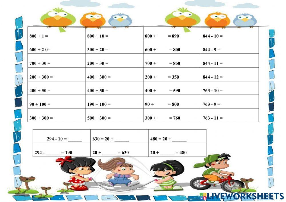 Números e operações até 899