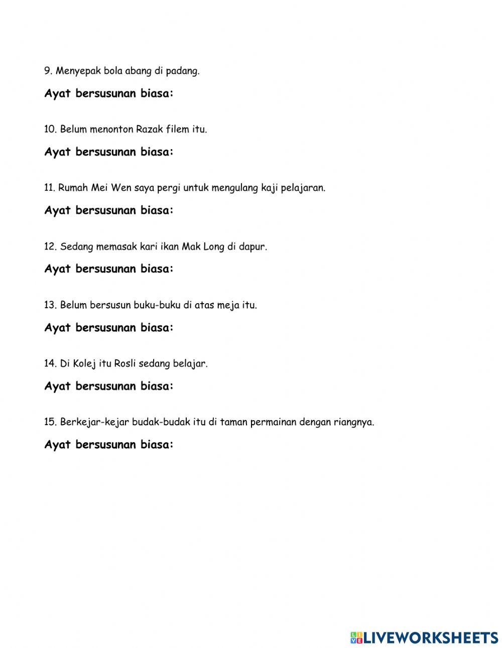 Latihan Ayat bersusunan biasa