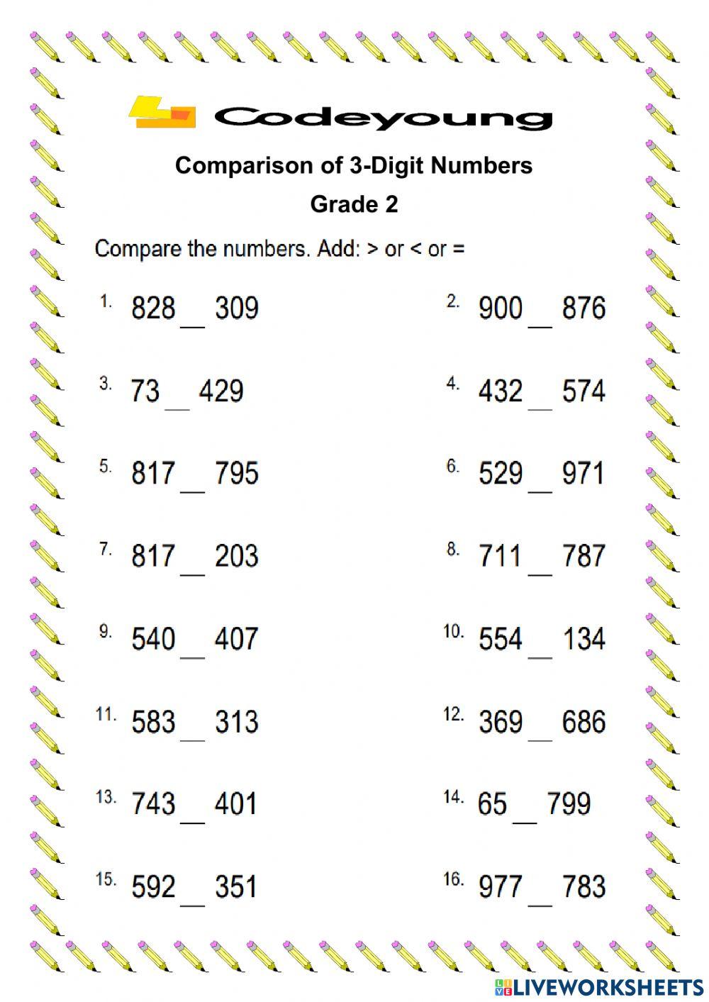 Comparison of 3 digit number WS 2