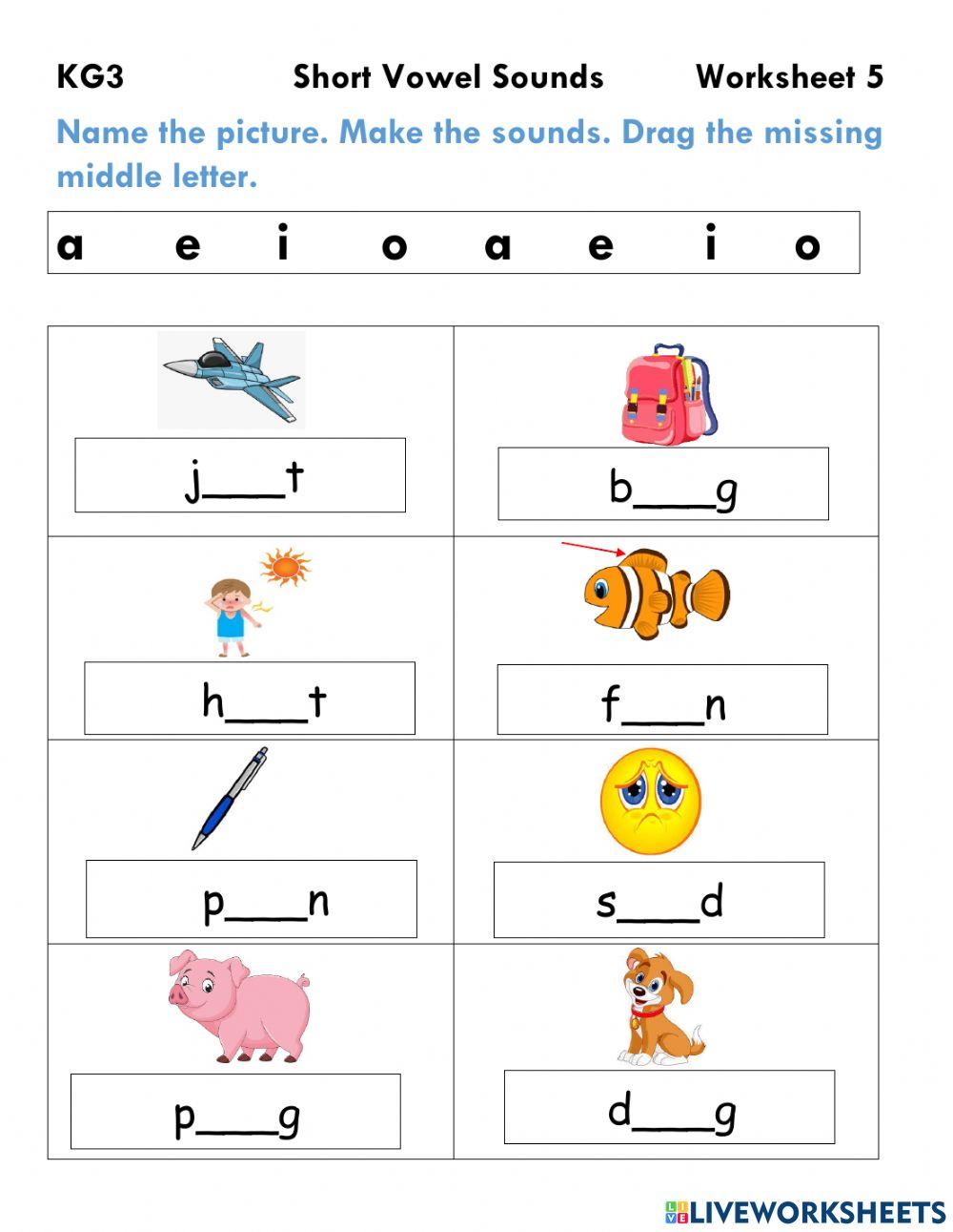 Middle Sounds activity Live Worksheets