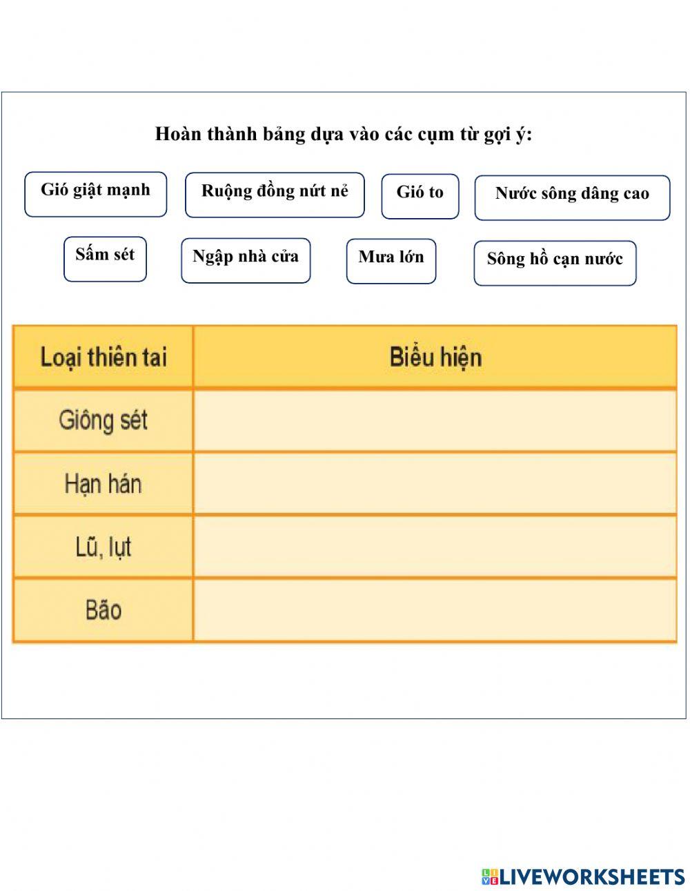 Biểu hiện của thiên tai