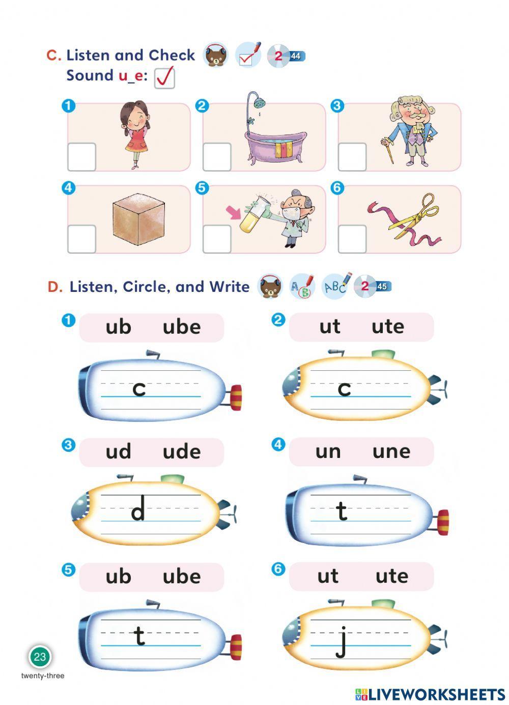 Long and short vowel u practice