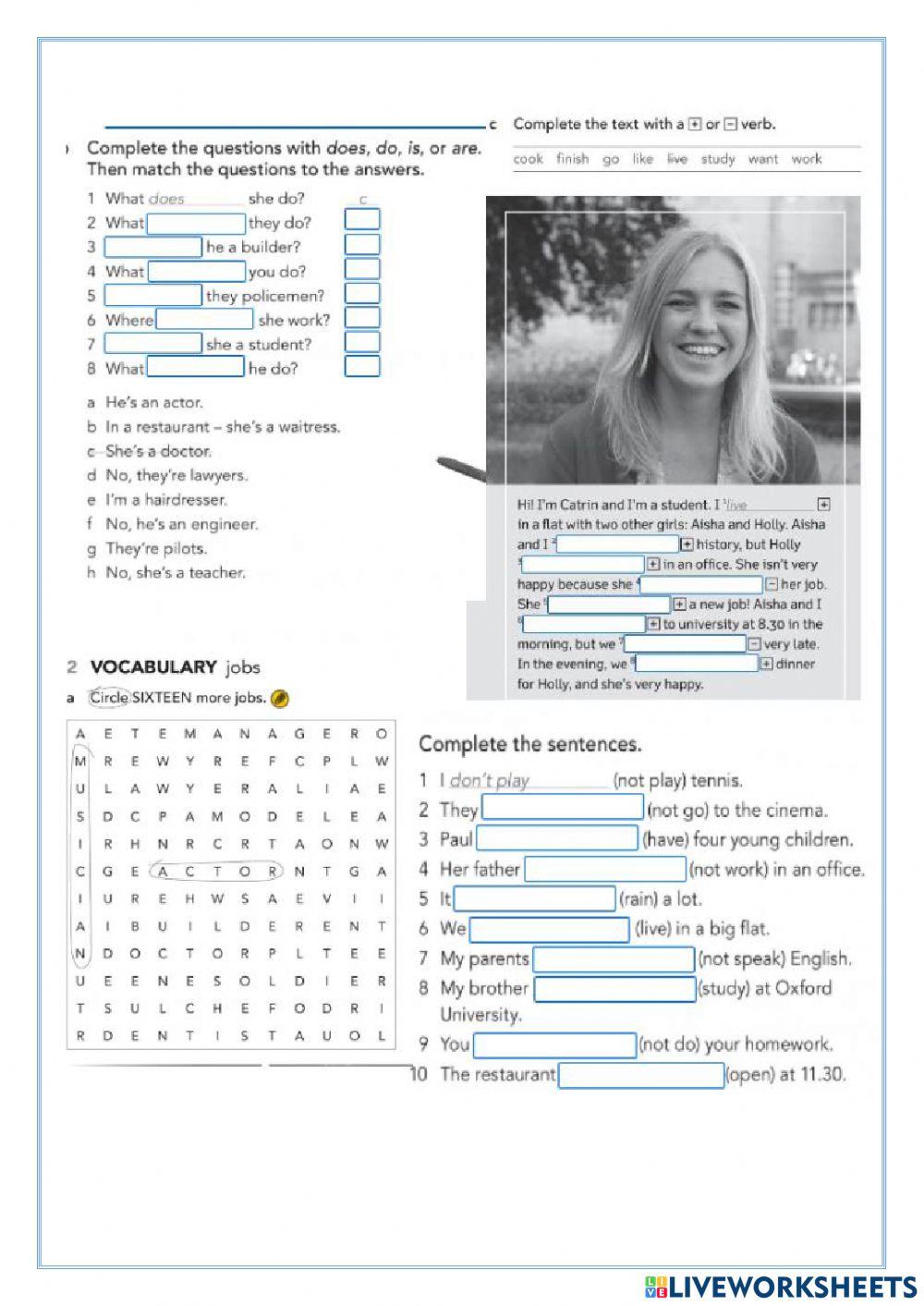 Present simple and jobs