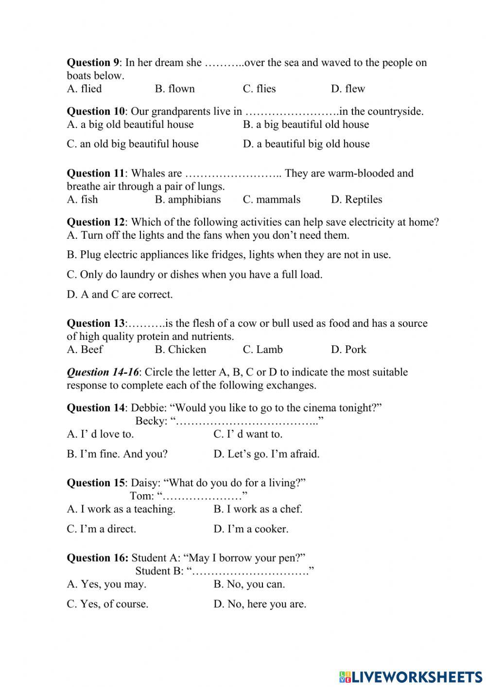 Đề luyện số 34 lớp 6 trường Amsterdam