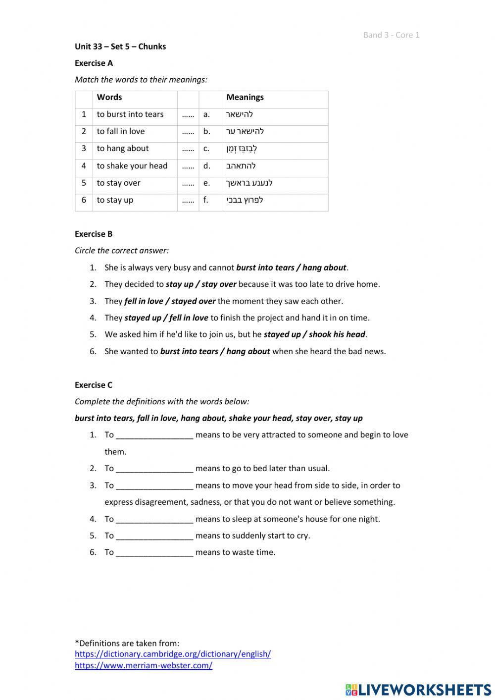 Band 3 (Core 1) - Unit 33 - Set 5